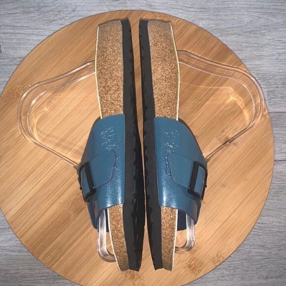 Birkenstock Birki's Madrid Size Ladies 8 Mens 6 Narrow Blue Strap Slip On Sandal - Picture 8 of 10